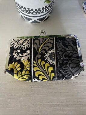 Vera Bradley Double Kisslock Closure Wallet Baroque Retired Black Yellow Green